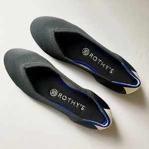 {RARE} Rothy's Retired Flat Ribbon Stripe Gray